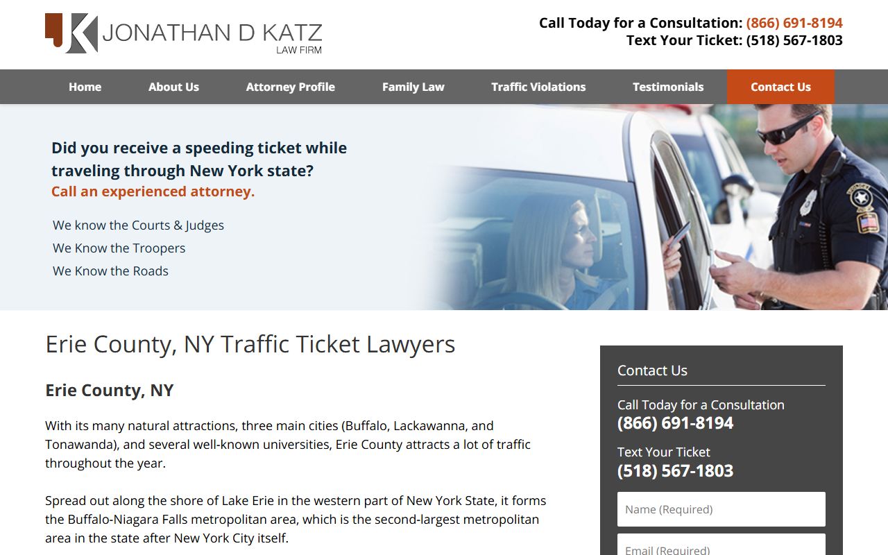 Erie County traffic information for Buffalo traffic ticket records