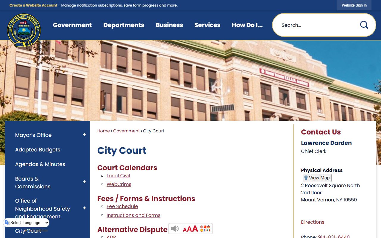 Mount Vernon City Court handling traffic ticket records in Westchester County