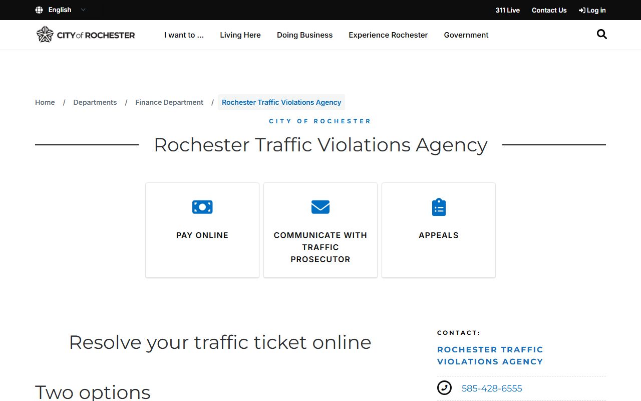 Rochester Traffic Violations Agency for Rochester traffic ticket records