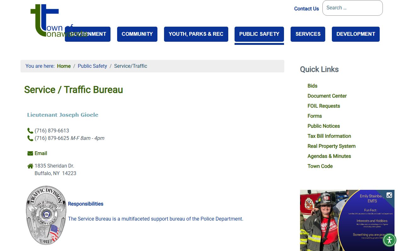 Town of Tonawanda traffic enforcement and ticket records information