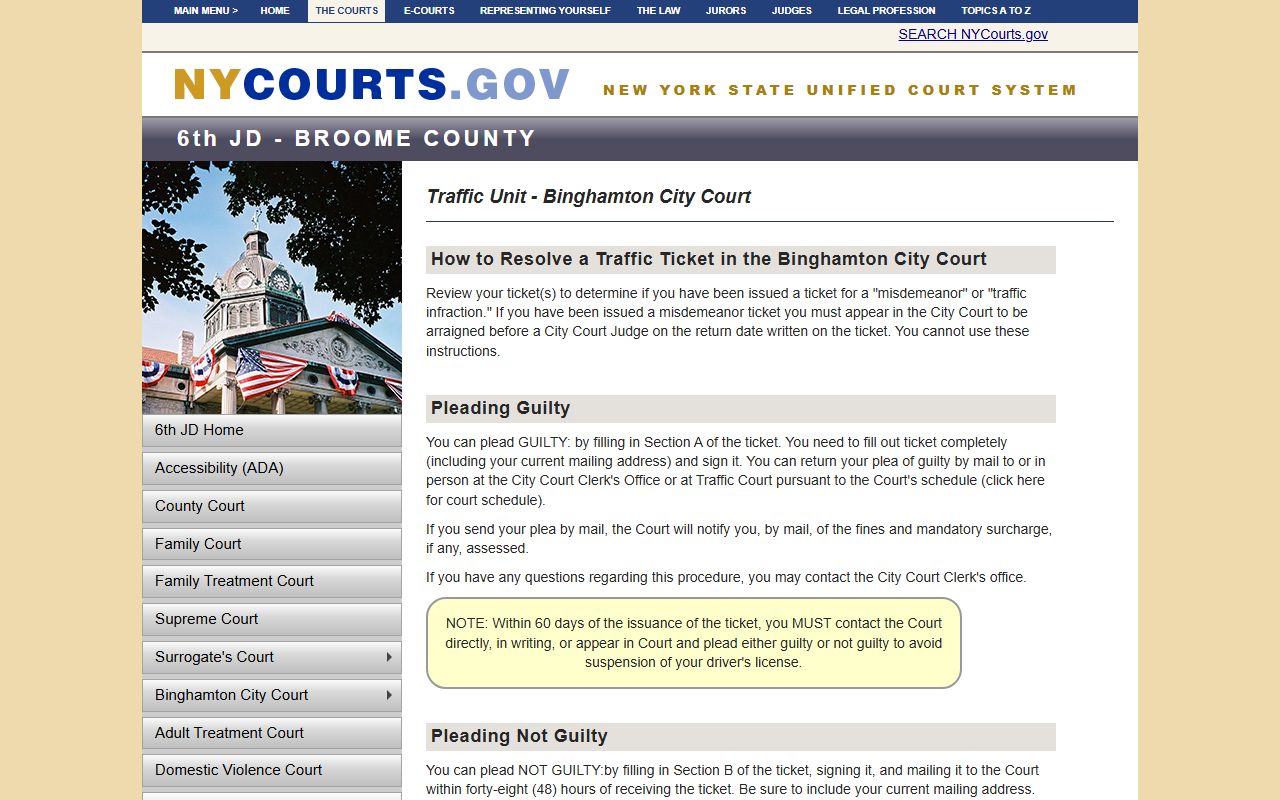 Broome County traffic ticket resolution information for records search
