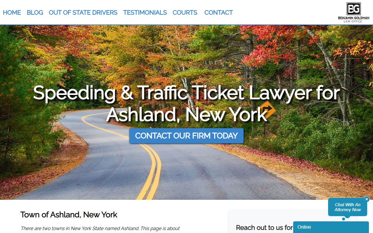 Ashland Town Court for Chemung County traffic ticket records