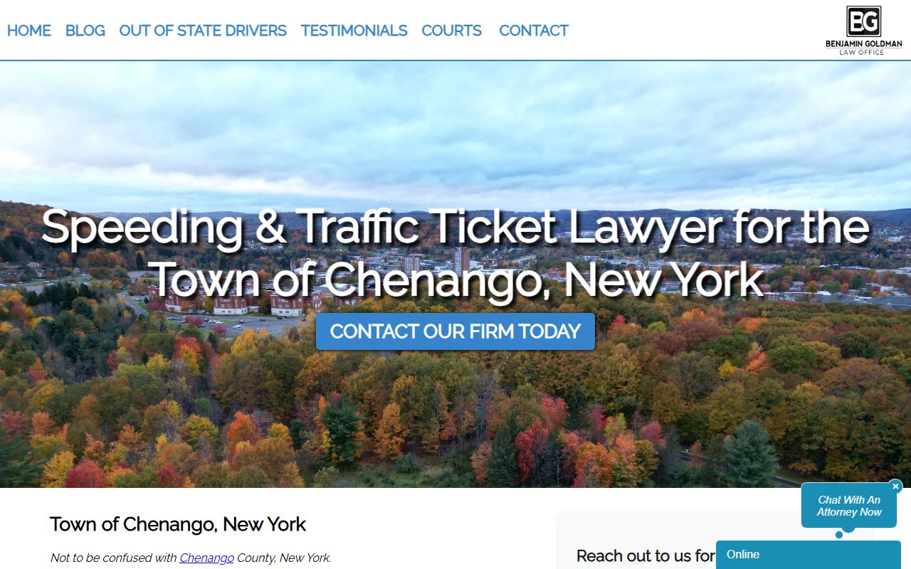 Town of Chenango court for Chenango County traffic ticket records