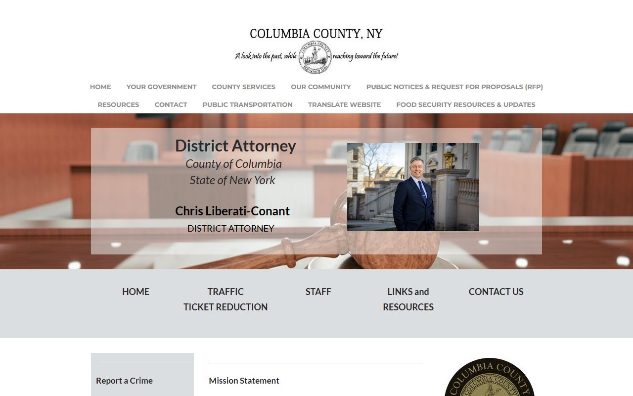 Columbia County District Attorney office for traffic ticket records and prosecution