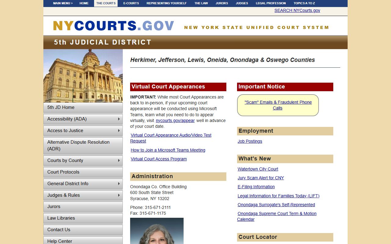 5th Judicial District Courts serving Essex County traffic ticket records