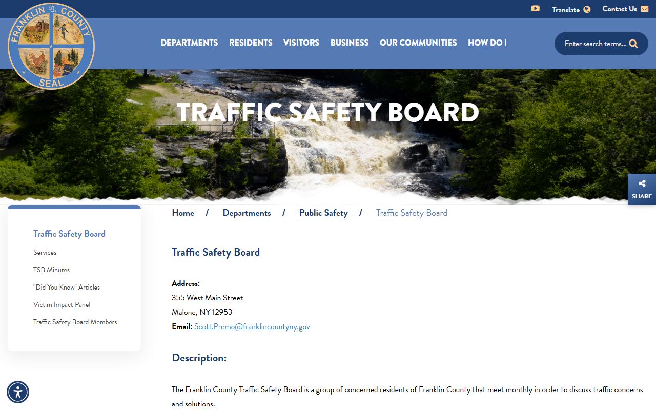 Franklin County Traffic Safety Board addressing traffic ticket records and road safety