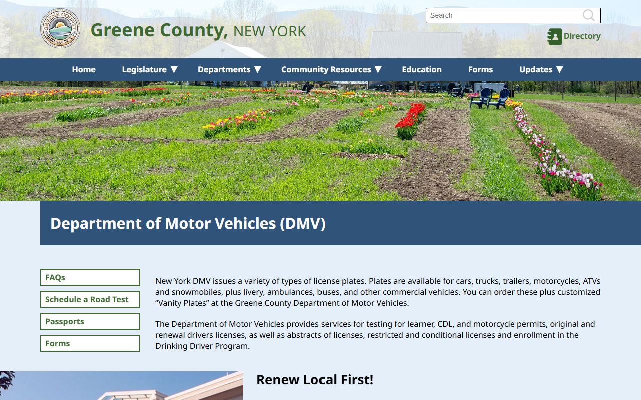 Greene County Clerk DMV office for traffic ticket records and vehicle services