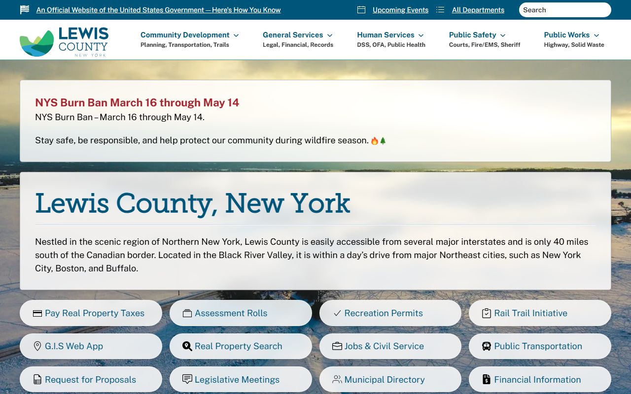 Lewis County government website for court information and traffic ticket records