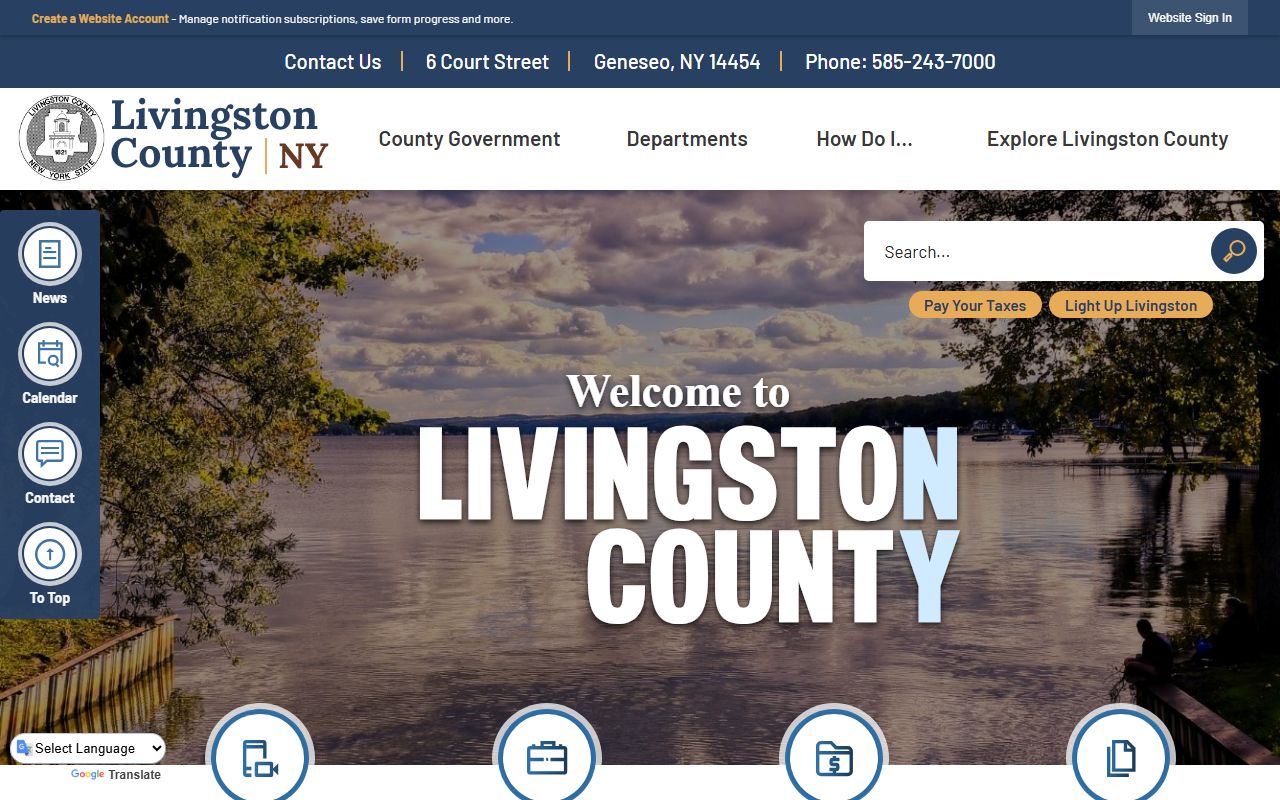 Livingston County government website for accessing court services and traffic ticket records