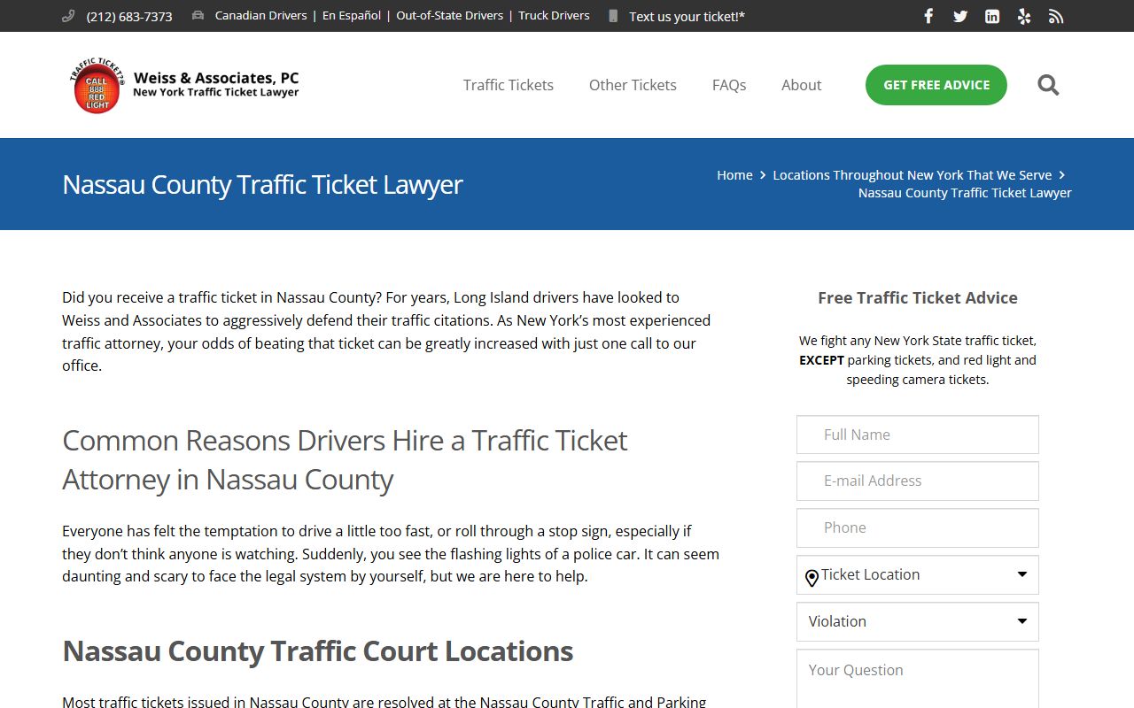 Nassau County traffic court information for traffic ticket records