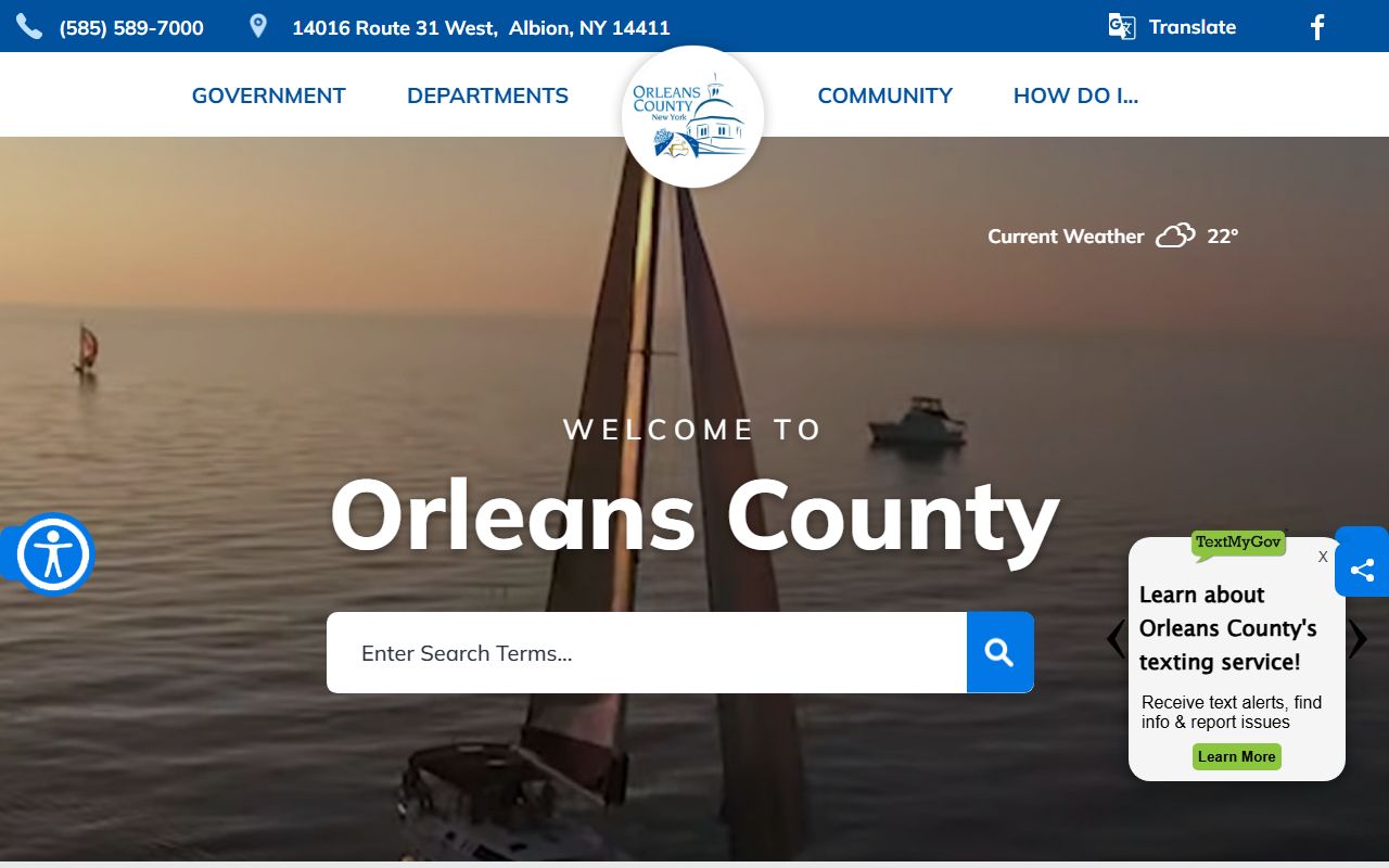 Orleans County government website showing traffic diversion program for traffic ticket records