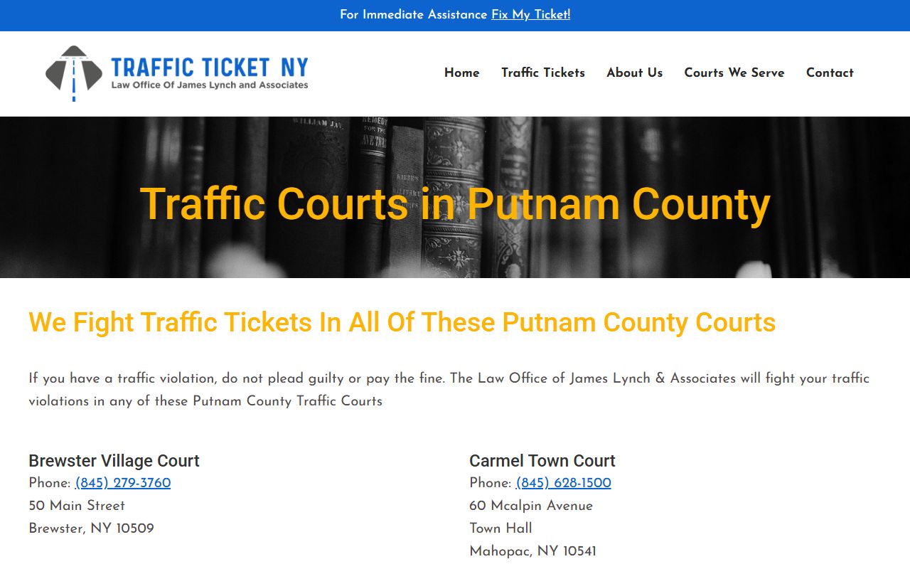 Putnam County traffic courts for traffic ticket records