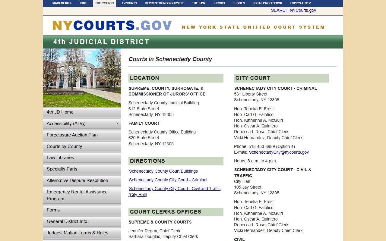 Schenectady County courts information for traffic ticket records