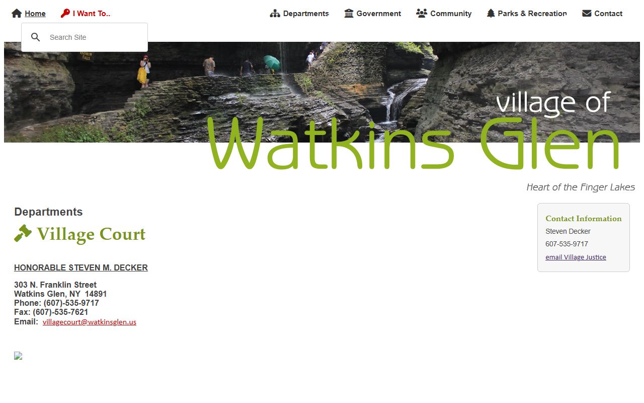 Watkins Glen Village Court information for Schuyler County traffic ticket records