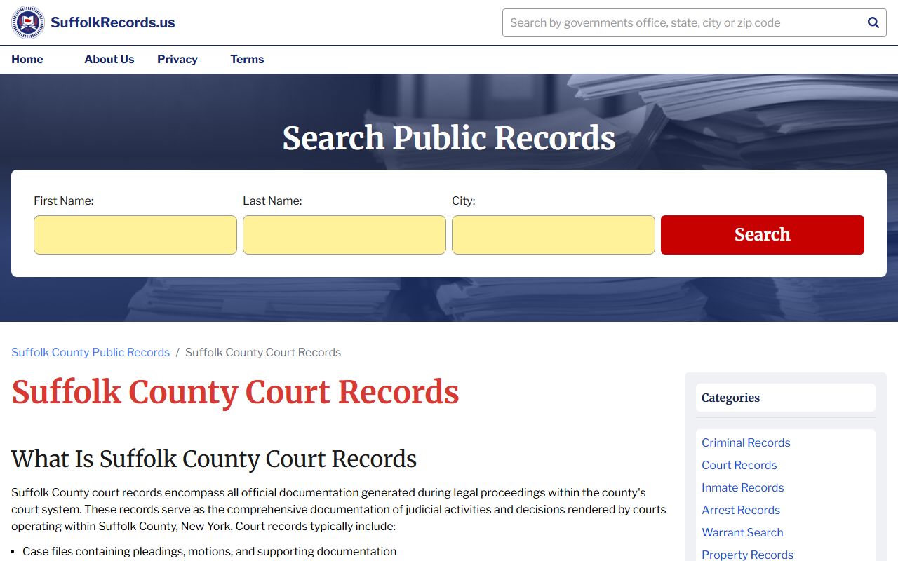 Suffolk County court records search for traffic tickets