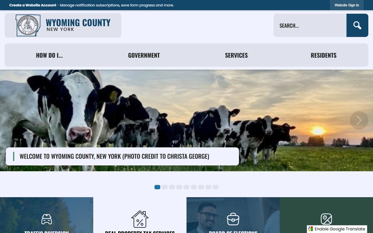 Wyoming County government website for traffic ticket information