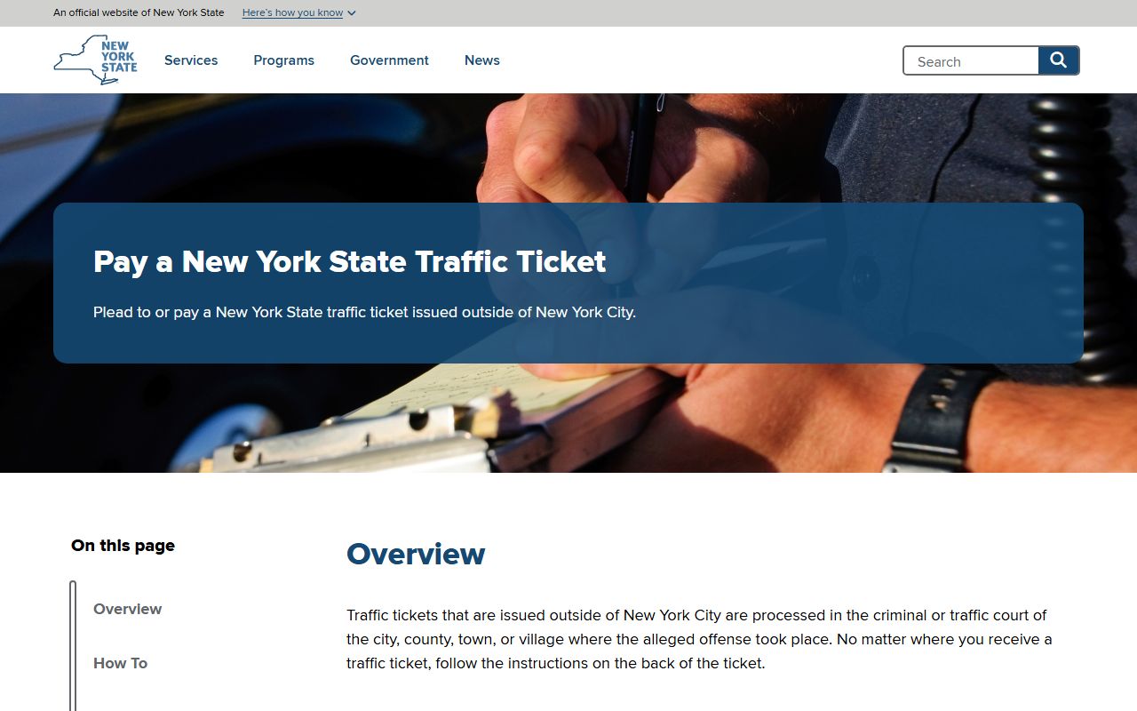New York State traffic ticket payment portal for Seneca County traffic ticket records